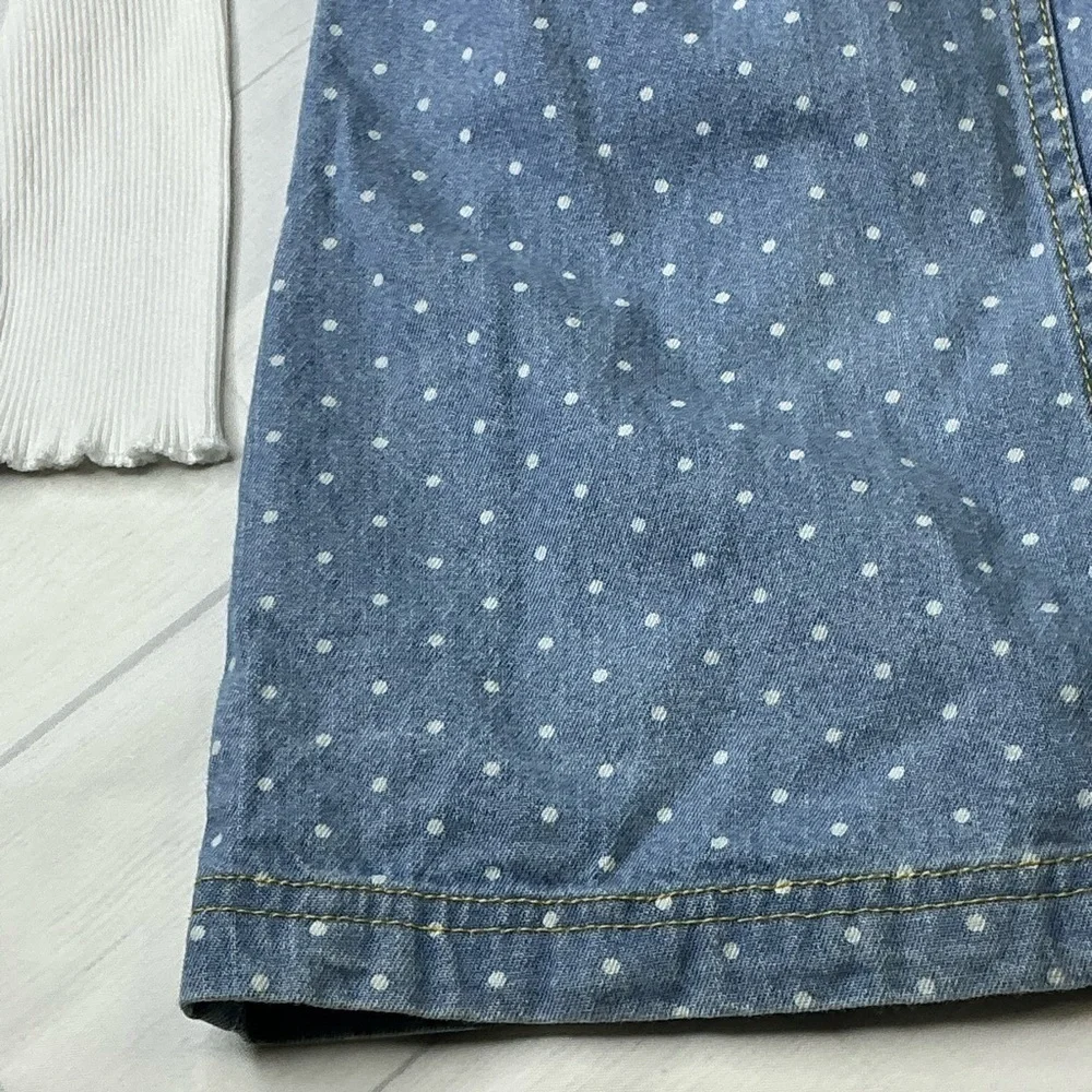 Max Studio Kids Denim Blue Overall Dress with Matching White Long Sleeve Shirt‎